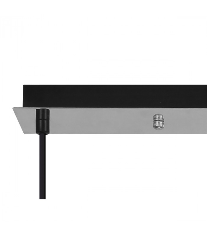 Yorktown Linear 3 Light Ceiling Pendant E27 With 20cm Almond Ribbed Glass Smoked Polished Nickel Matt Black-6