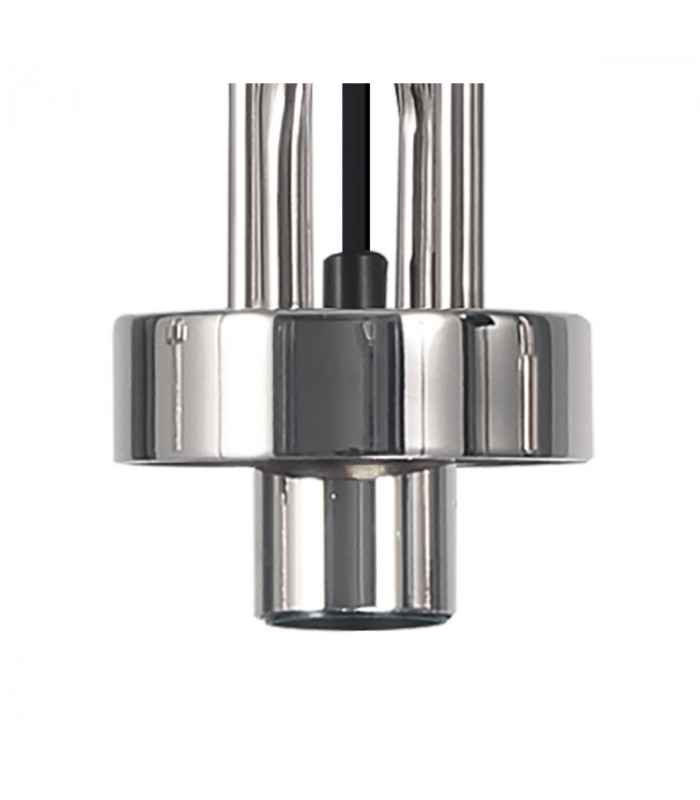 Yorktown Linear 3 Light Ceiling Pendant E27 With 20cm Almond Ribbed Glass Smoked Polished Nickel Matt Black-7