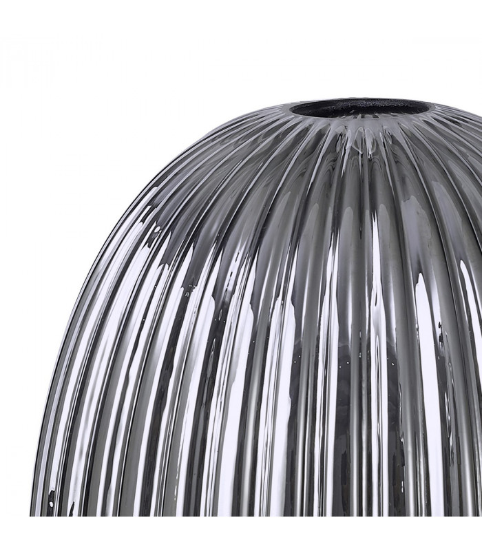 Yorktown Linear 3 Light Ceiling Pendant E27 With 20cm Almond Ribbed Glass Smoked Polished Nickel Matt Black-8