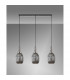 Yorktown Linear 3 Light Ceiling Pendant E27 With 20cm Almond Ribbed Glass Smoked Polished Nickel Matt Black-10