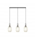 Yorktown Linear 3 Light Ceiling Pendant E27 With 20cm Almond Ribbed Glass Champagne Polished Nickel Matt Black-1