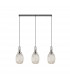 Yorktown Linear 3 Light Ceiling Pendant E27 With 20cm Almond Ribbed Glass Champagne Polished Nickel Matt Black-4