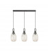 Yorktown Linear 3 Light Ceiling Pendant E27 With 20cm Almond Ribbed Glass Champagne Polished Nickel Matt Black-8