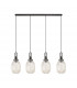 Yorktown Linear 3 Light Ceiling Pendant E27 With 20cm Almond Ribbed Glass Champagne Polished Nickel Matt Black-9