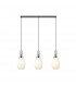 Yorktown Linear 3 Light Ceiling Pendant E27 With 20cm Almond Ribbed Glass Opal Polished Nickel Matt Black-1