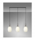 Yorktown Linear 3 Light Ceiling Pendant E27 With 20cm Almond Ribbed Glass Opal Polished Nickel Matt Black-3