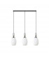 Yorktown Linear 3 Light Ceiling Pendant E27 With 20cm Almond Ribbed Glass Opal Polished Nickel Matt Black-4