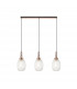 Yorktown Linear 3 Light Ceiling Pendant E27 With 20cm Almond Ribbed Glass Clear Copper Matt Black-1
