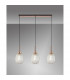 Yorktown Linear 3 Light Ceiling Pendant E27 With 20cm Almond Ribbed Glass Clear Copper Matt Black-3