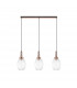 Yorktown Linear 3 Light Ceiling Pendant E27 With 20cm Almond Ribbed Glass Clear Copper Matt Black-4