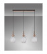 Yorktown Linear 3 Light Ceiling Pendant E27 With 20cm Almond Ribbed Glass Clear Copper Matt Black-10
