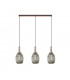 Yorktown Linear 3 Light Ceiling Pendant E27 With 20cm Almond Ribbed Glass Smoked Copper Matt Black-1