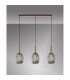 Yorktown Linear 3 Light Ceiling Pendant E27 With 20cm Almond Ribbed Glass Smoked Copper Matt Black-3