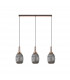 Yorktown Linear 3 Light Ceiling Pendant E27 With 20cm Almond Ribbed Glass Smoked Copper Matt Black-4