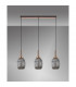 Yorktown Linear 3 Light Ceiling Pendant E27 With 20cm Almond Ribbed Glass Smoked Copper Matt Black-10