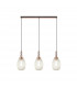 Yorktown Linear 3 Light Ceiling Pendant E27 With 20cm Almond Ribbed Glass Champagne Copper Matt Black-1