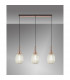 Yorktown Linear 3 Light Ceiling Pendant E27 With 20cm Almond Ribbed Glass Champagne Copper Matt Black-3