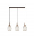 Yorktown Linear 3 Light Ceiling Pendant E27 With 20cm Almond Ribbed Glass Champagne Copper Matt Black-4