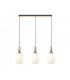 Yorktown Linear 3 Light Ceiling Pendant E27 With 20cm Almond Ribbed Glass Opal Copper Matt Black-1