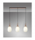 Yorktown Linear 3 Light Ceiling Pendant E27 With 20cm Almond Ribbed Glass Opal Copper Matt Black-3