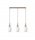 Yorktown Linear 3 Light Ceiling Pendant E27 With 20cm Almond Ribbed Glass Opal Copper Matt Black-4