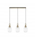 Yorktown Linear 3 Light Ceiling Pendant E27 With 20cm Almond Ribbed Glass Clear Brass Gold Matt Black-4