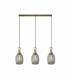 Yorktown Linear 3 Light Ceiling Pendant E27 With 20cm Almond Ribbed Glass Smoked Brass Gold Matt Black-1