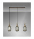 Yorktown Linear 3 Light Ceiling Pendant E27 With 20cm Almond Ribbed Glass Smoked Brass Gold Matt Black-3
