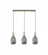 Yorktown Linear 3 Light Ceiling Pendant E27 With 20cm Almond Ribbed Glass Smoked Brass Gold Matt Black-4