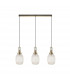 Yorktown Linear 3 Light Ceiling Pendant E27 With 20cm Almond Ribbed Glass Champagne Brass Gold Matt Black-4