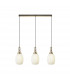 Yorktown Linear 3 Light Ceiling Pendant E27 With 20cm Almond Ribbed Glass Opal Brass Gold Matt Black-1