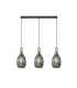 Yorktown Linear 3 Light Ceiling Pendant With 20cm Almond Ribbed Glass Black Chrome Matt Black Smoked-1