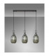Yorktown Linear 3 Light Ceiling Pendant With 20cm Almond Ribbed Glass Black Chrome Matt Black Smoked-3