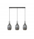 Yorktown Linear 3 Light Ceiling Pendant With 20cm Almond Ribbed Glass Black Chrome Matt Black Smoked-4