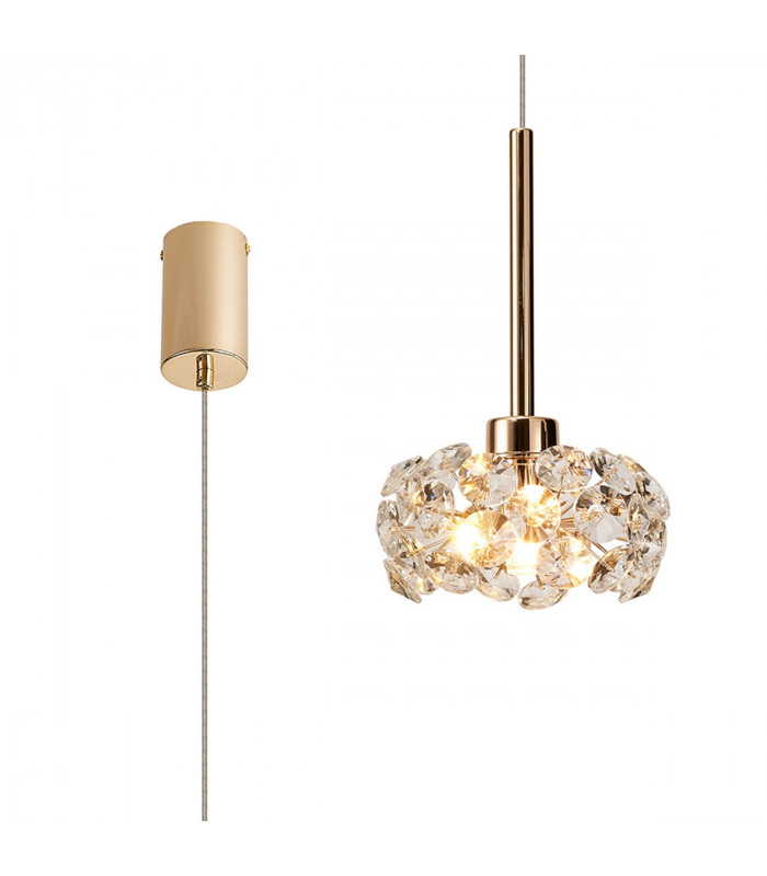 Salisbury G9 2m Single Ceiling Pendant With French Gold And Crystal Shade-1