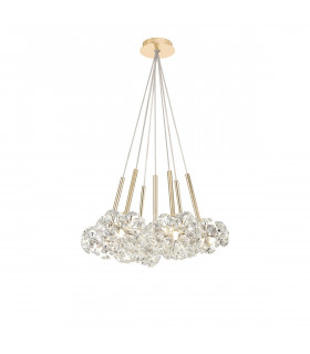 Salisbury 7 Light G9 1.5m Cluster Ceiling Pendant With French Gold And Crystal Shade-1