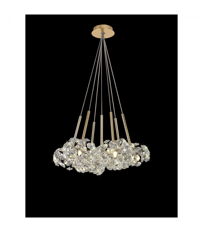 Salisbury 7 Light G9 1.5m Cluster Ceiling Pendant With French Gold And Crystal Shade-3