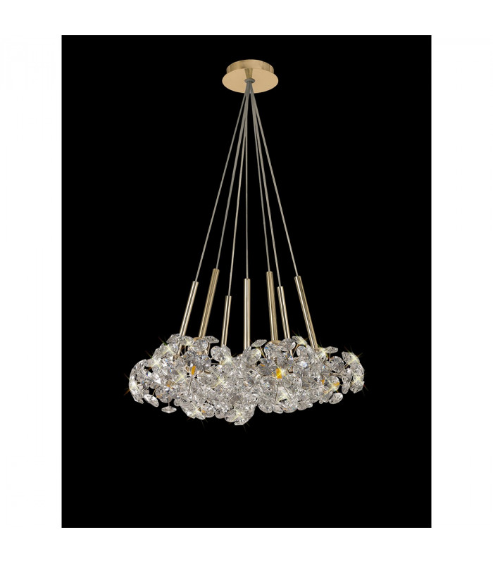 Salisbury 7 Light G9 1.5m Cluster Ceiling Pendant With French Gold And Crystal Shade-10