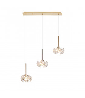 Salisbury 3 Light G9 2m Linear Ceiling Pendant With French Gold And Crystal Shade-1