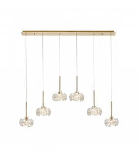 Salisbury 6 Light G9 2m Linear Ceiling Pendant With French Gold And Crystal Shade-1