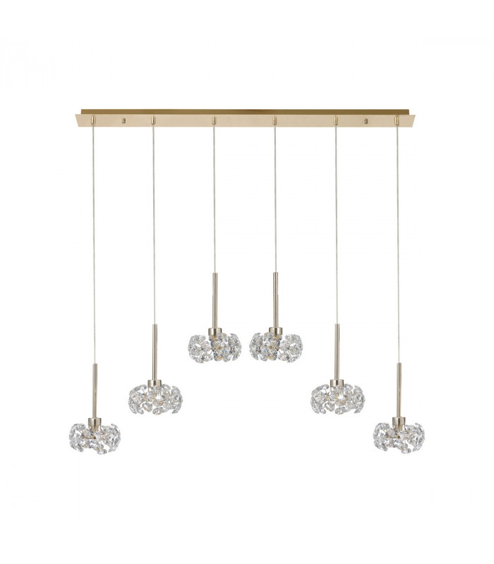 Salisbury 6 Light G9 2m Linear Ceiling Pendant With French Gold And Crystal Shade-4