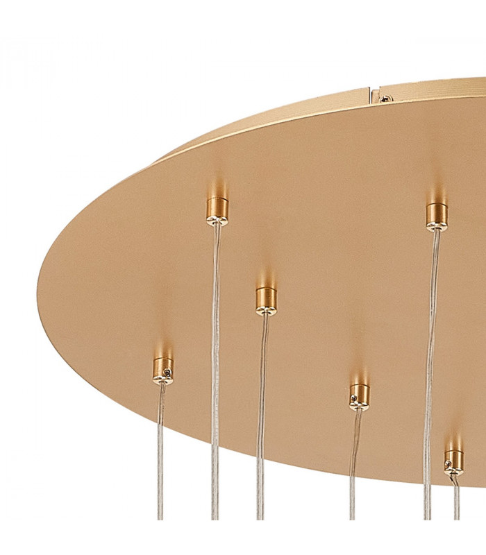 Salisbury 13 Light G9 2.5m Round Multiple Ceiling Pendant With French Gold And Crystal Shade-10