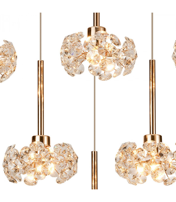 Salisbury 8 Light G9 2m Rectangle Multiple Ceiling Pendant With French Gold And Crystal Shade-6