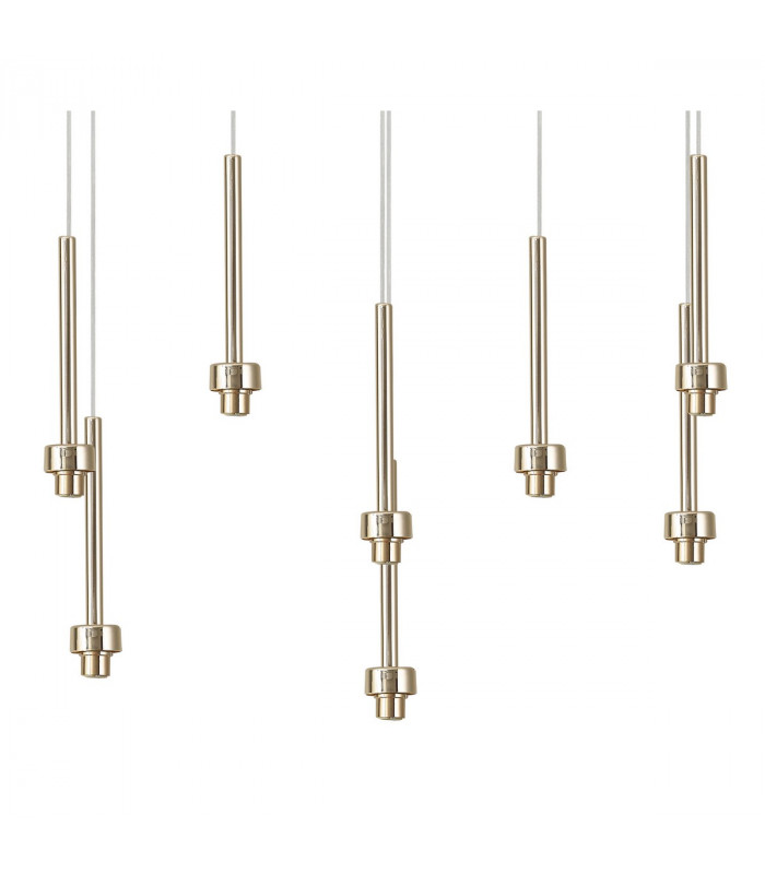Salisbury 8 Light G9 2m Rectangle Multiple Ceiling Pendant With French Gold And Crystal Shade-10