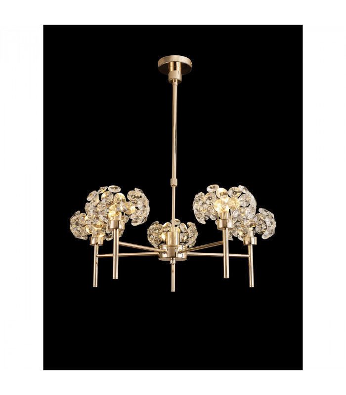 Salisbury 5 Light G9 Telescopic Light With French Gold And Crystal Shade-3