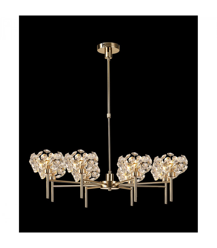 Salisbury 8 Light G9 Telescopic Light With French Gold And Crystal Shade-3