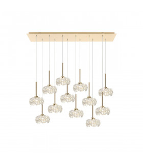 Salisbury 12 Light G9 2m Linear Ceiling Pendant With French Gold And Crystal Shade-1