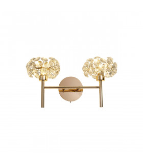 Salisbury 2 Light G9 Switched Wall Lamp With French Gold And Crystal Shade-1