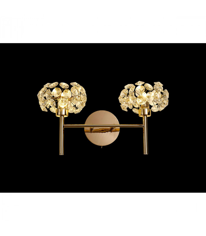 Salisbury 2 Light G9 Switched Wall Lamp With French Gold And Crystal Shade-3