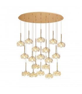 Salisbury 19 Light G9 3.5m Oval Multiple Ceiling Pendant With French Gold And Crystal Shade-1